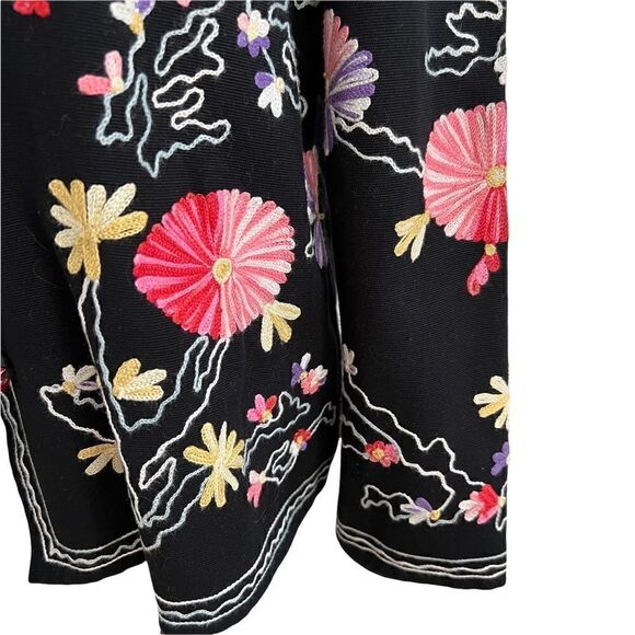 Vintage Drapers & Damon Embroidered Floral Mandarin Collar Black Jacket Petite M - Picture 4 of 9